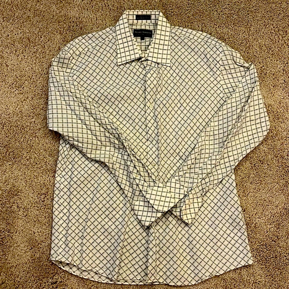 Long sleeve button down shirt. Size large. White with black